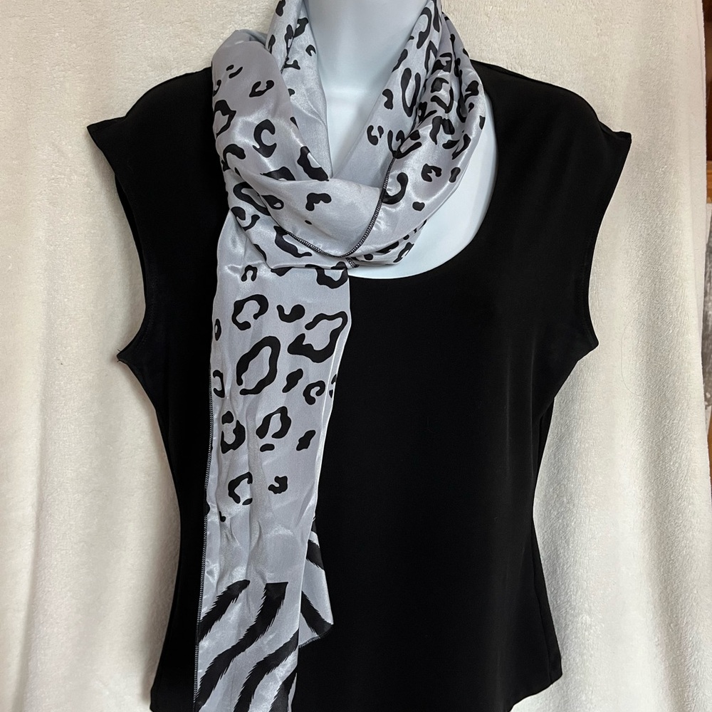 Savannah Black and Gray Leopard Print Scarf